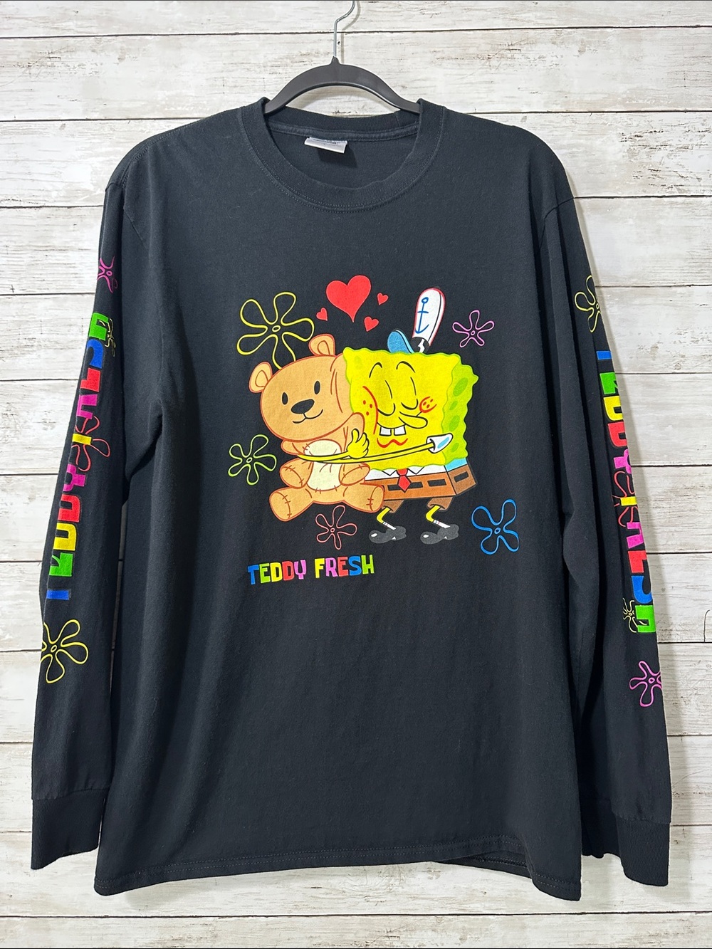 Teddy Fresh x SpongeBob Bear Hug Long Sleeve Shirt Black size Large